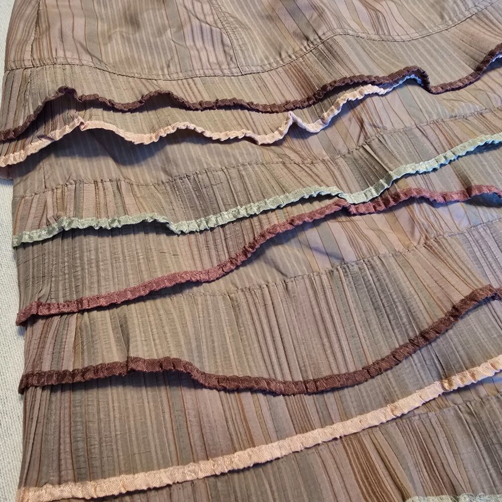 CYNTHIA by CYNTHIA STEFFE Size 6 Womens Tiered Skirt Mini Pleats Fall Colors - Picture 4 of 15